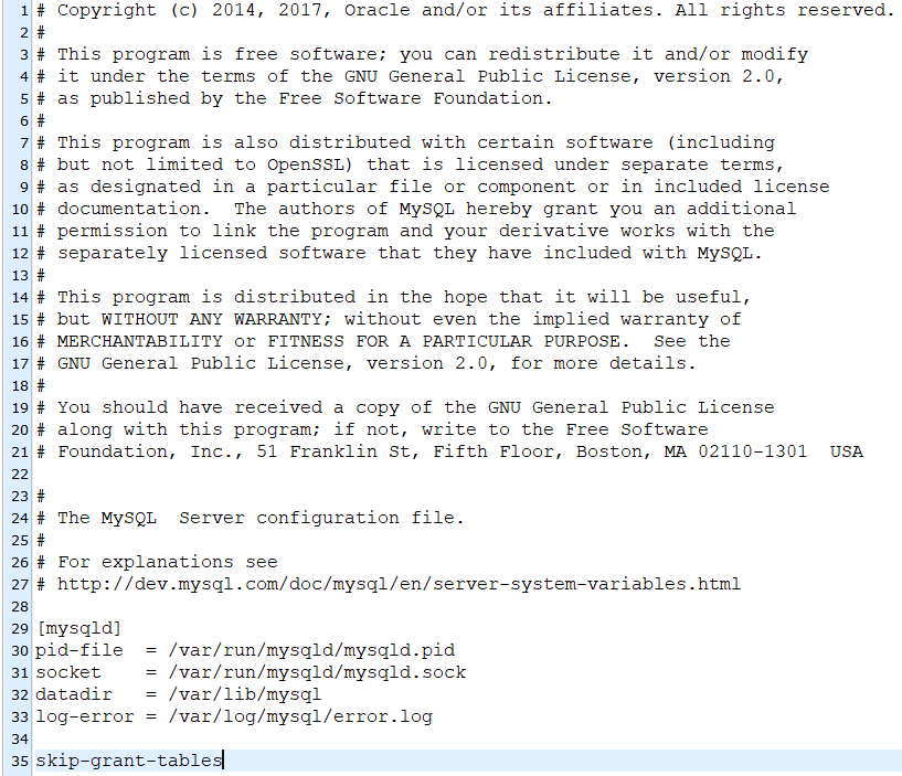 修改后的 mysqld.cnf